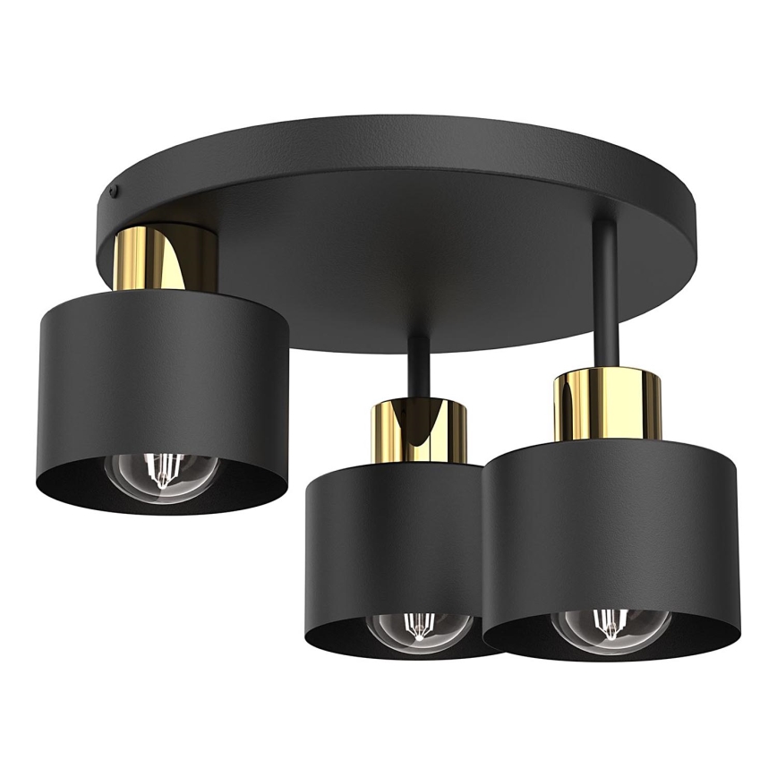Iluminação de teto PARKLA 3xE27/15W/230V preto/dourado