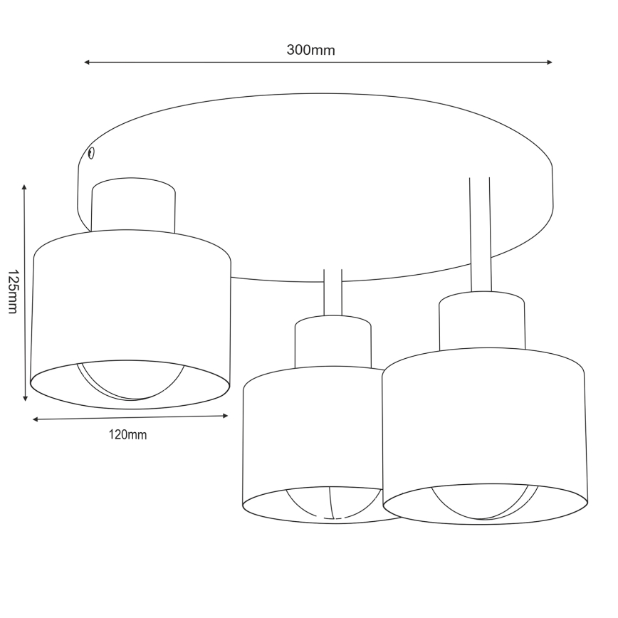 Iluminação de teto PARKLA 3xE27/15W/230V preto