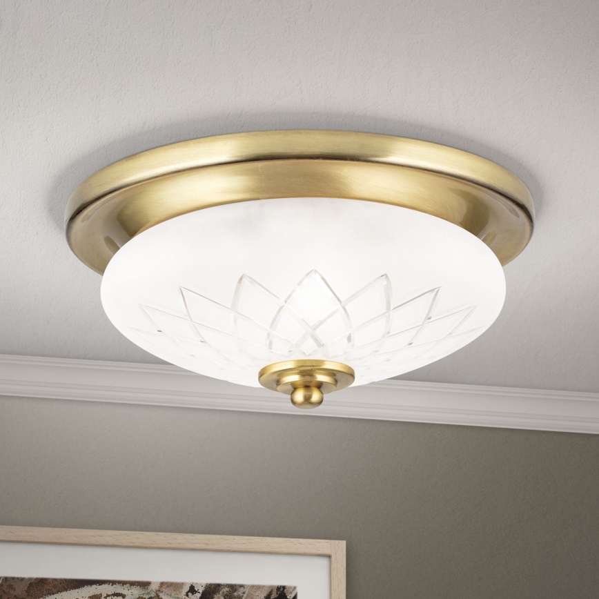 Iluminação de teto PORTO 1xE27/40W/230V diâmetro 26 cm dourado