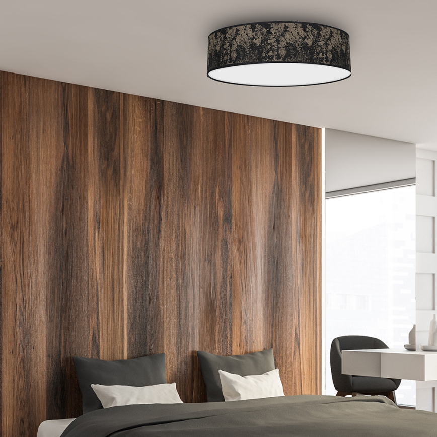 Iluminação de teto SATINO 3xE27/60W/230V preta/dourada