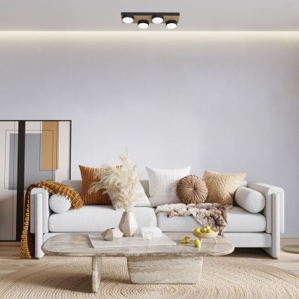 Iluminação de teto SEMA 4xGX53/15W/230V preto/castanho/carvalho