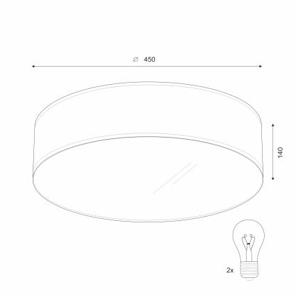 Iluminação de teto SIRJA 2xE27/60W/230V d. 45 cm bege