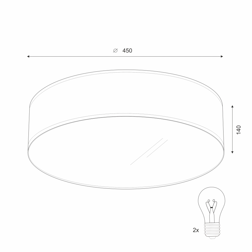 Iluminação de teto SIRJA 2xE27/60W/230V d. 45 cm bege