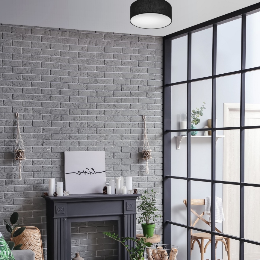 Iluminação de teto SIRJA DOUBLE 2xE27/15W/230V diâmetro 35 cm preto