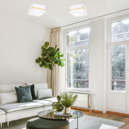 Iluminação de teto SIRJA SQUARE 2xE27/60W/230V 35x35 cm branco