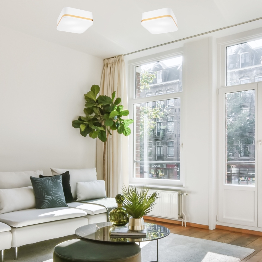 Iluminação de teto SIRJA SQUARE 2xE27/60W/230V 35x35 cm branco