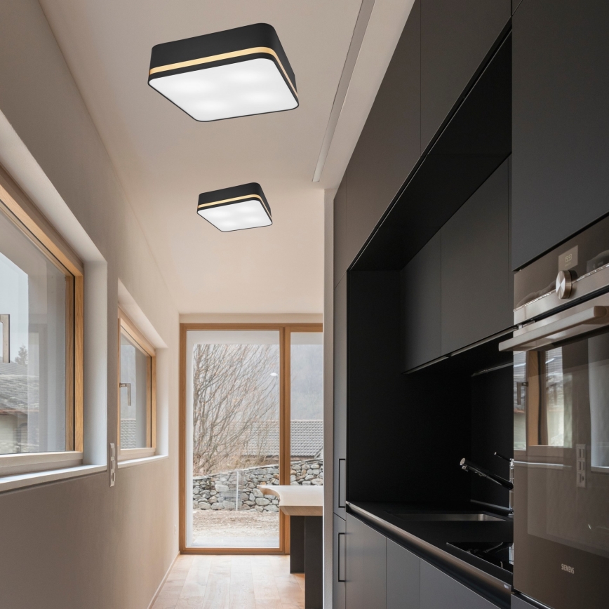 Iluminação de teto SIRJA SQUARE 4xE27/60W/230V 45x45 cm preto