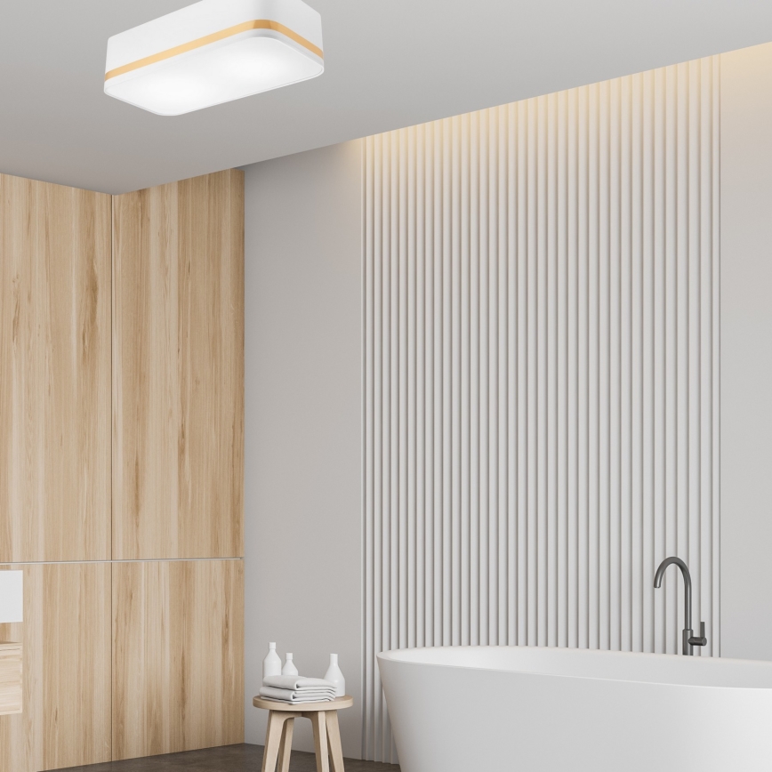 Iluminação de teto SIRJA SQUARE STRIPE 2xE27/15W/230V branco/dourada