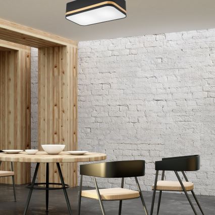 Iluminação de teto SIRJA SQUARE STRIPE 2xE27/15W/230V preto/dourada