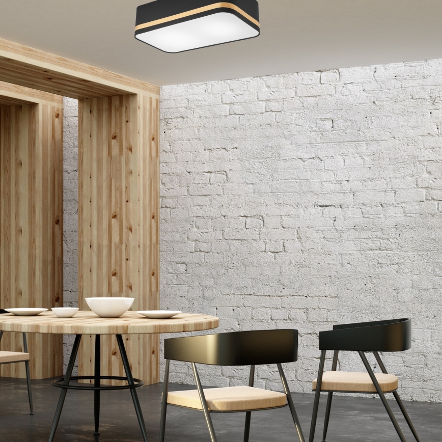 Iluminação de teto SIRJA SQUARE STRIPE 2xE27/15W/230V preto/dourada