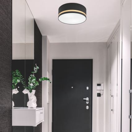 Iluminação de teto SIRJA STRIPE 2xE27/15W/230V diâmetro 35 cm preto