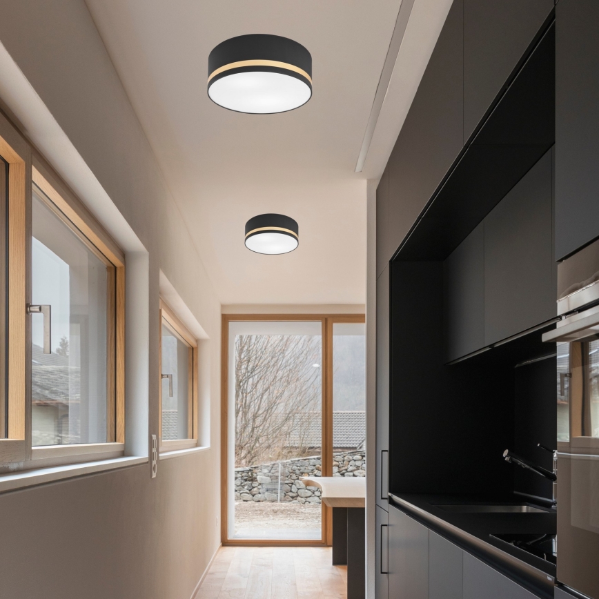 Iluminação de teto SIRJA STRIPE 2xE27/15W/230V diâmetro 35 cm preto