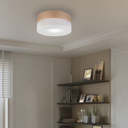 Iluminação de teto SIRJA WOOD 1xE27/15W/230V diâmetro 35 cm branco/carvalho