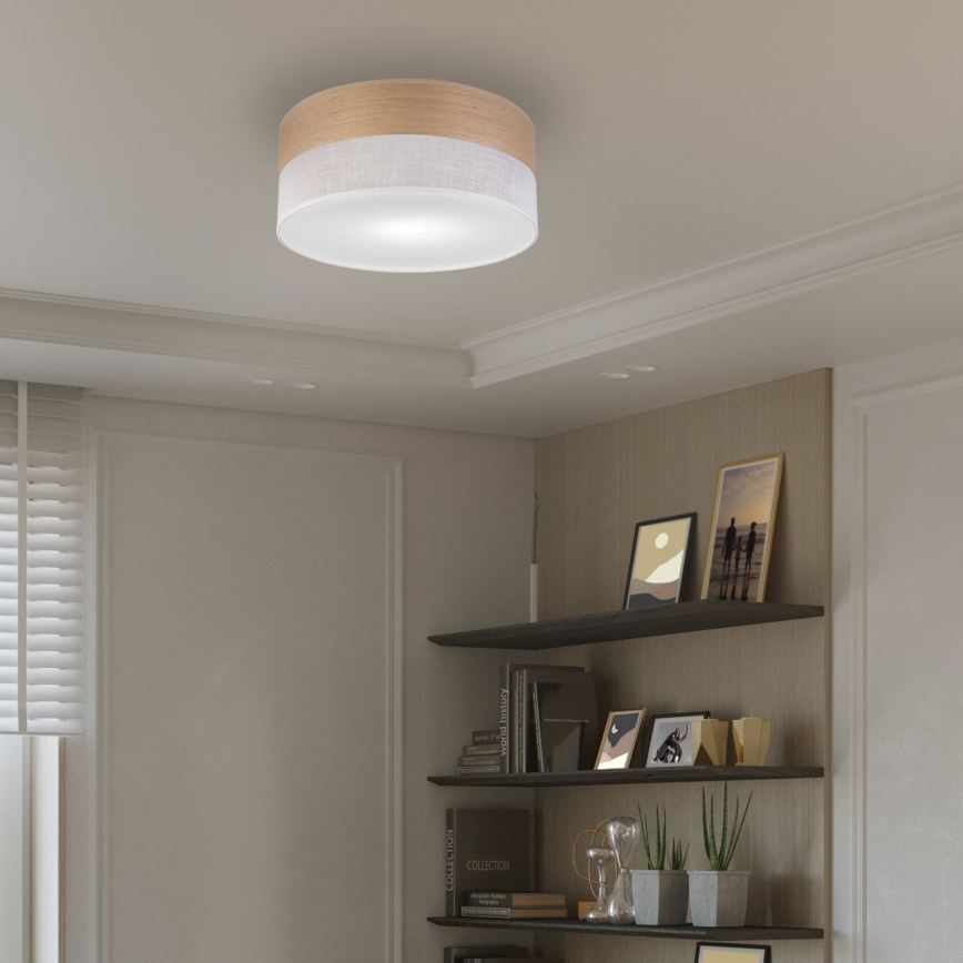 Iluminação de teto SIRJA WOOD 1xE27/15W/230V diâmetro 35 cm branco/carvalho