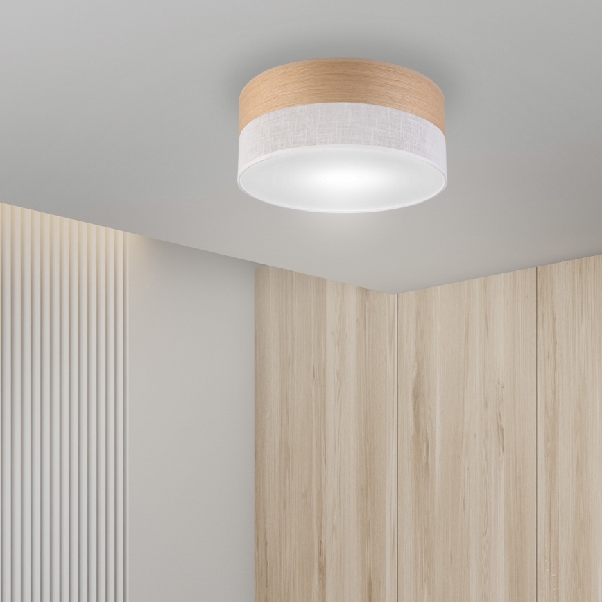 Iluminação de teto SIRJA WOOD 1xE27/15W/230V diâmetro 35 cm branco/carvalho