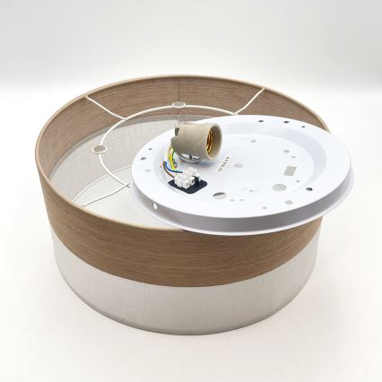 Iluminação de teto SIRJA WOOD 1xE27/15W/230V diâmetro 35 cm branco/carvalho