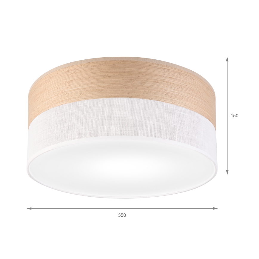 Iluminação de teto SIRJA WOOD 1xE27/15W/230V diâmetro 35 cm branco/carvalho