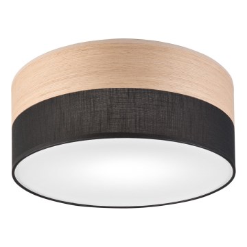 Iluminação de teto SIRJA WOOD 1xE27/15W/230V diâmetro 35 cm preto/carvalho