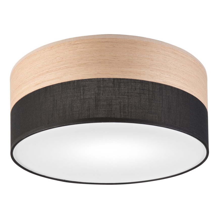 Iluminação de teto SIRJA WOOD 1xE27/15W/230V diâmetro 35 cm preto/carvalho