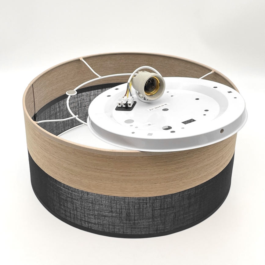 Iluminação de teto SIRJA WOOD 1xE27/15W/230V diâmetro 35 cm preto/carvalho