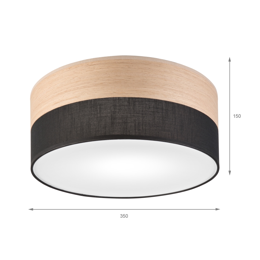 Iluminação de teto SIRJA WOOD 1xE27/15W/230V diâmetro 35 cm preto/carvalho