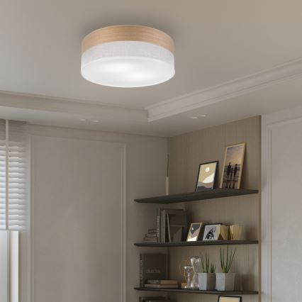 Iluminação de teto SIRJA WOOD 2xE27/15W/230V diâmetro 45 cm branco/carvalho