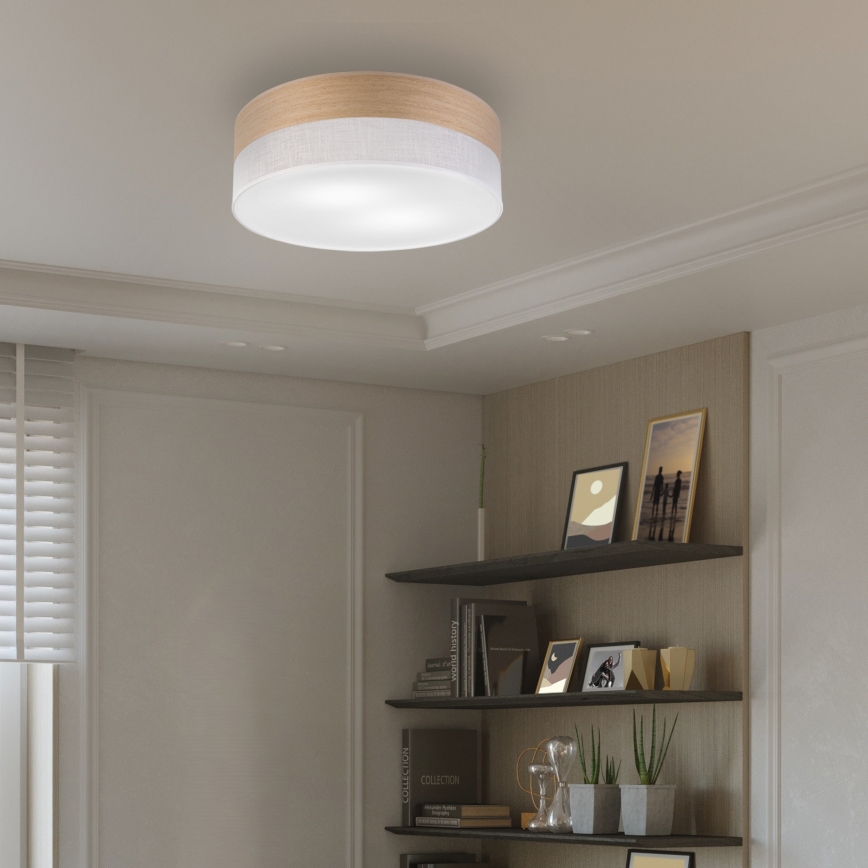 Iluminação de teto SIRJA WOOD 2xE27/15W/230V diâmetro 45 cm branco/carvalho
