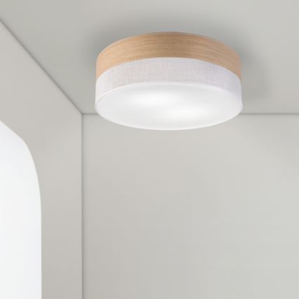 Iluminação de teto SIRJA WOOD 2xE27/15W/230V diâmetro 45 cm branco/carvalho