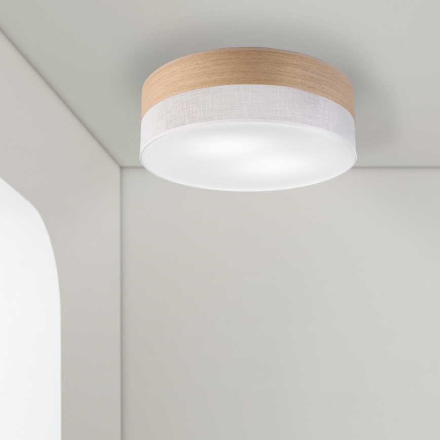 Iluminação de teto SIRJA WOOD 2xE27/15W/230V diâmetro 45 cm branco/carvalho