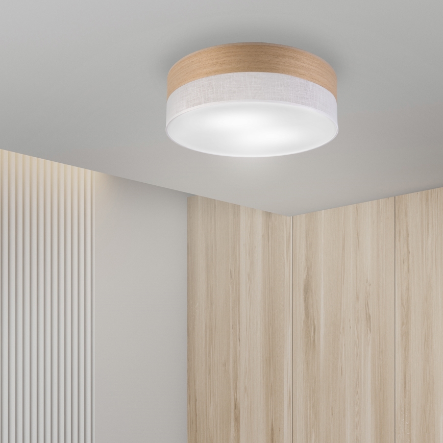Iluminação de teto SIRJA WOOD 2xE27/15W/230V diâmetro 45 cm branco/carvalho