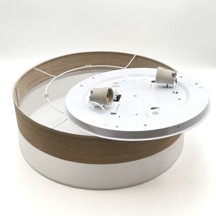 Iluminação de teto SIRJA WOOD 2xE27/15W/230V diâmetro 45 cm branco/carvalho