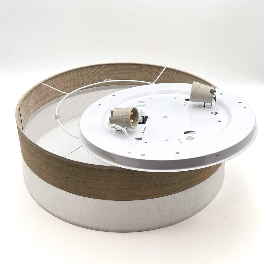 Iluminação de teto SIRJA WOOD 2xE27/15W/230V diâmetro 45 cm branco/carvalho