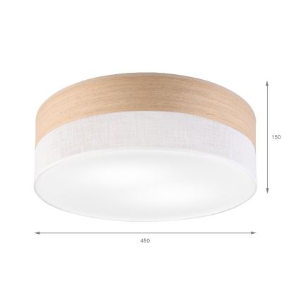 Iluminação de teto SIRJA WOOD 2xE27/15W/230V diâmetro 45 cm branco/carvalho