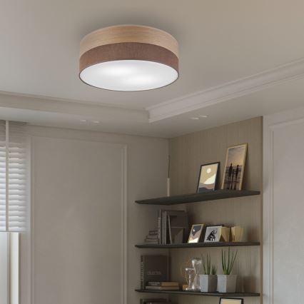 Iluminação de teto SIRJA WOOD 2xE27/15W/230V diâmetro 45 cm castanho/carvalho
