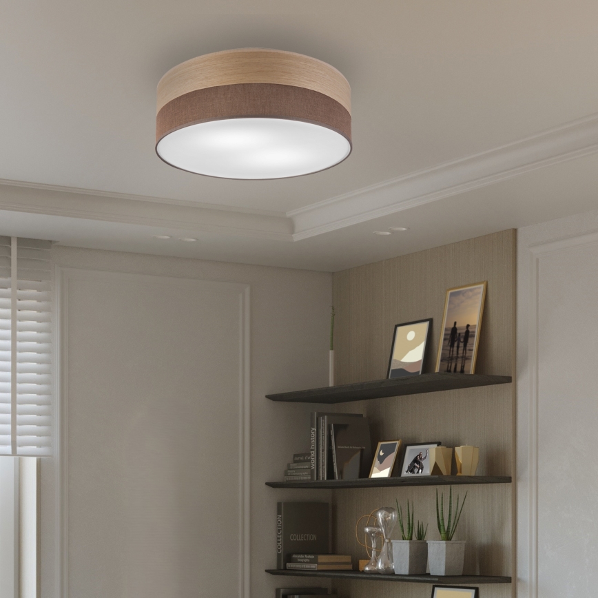 Iluminação de teto SIRJA WOOD 2xE27/15W/230V diâmetro 45 cm castanho/carvalho