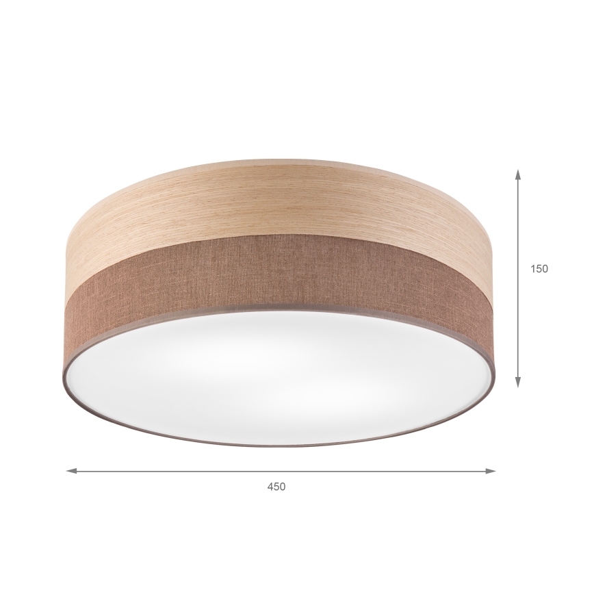 Iluminação de teto SIRJA WOOD 2xE27/15W/230V diâmetro 45 cm castanho/carvalho