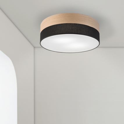 Iluminação de teto SIRJA WOOD 2xE27/15W/230V diâmetro 45 cm preto/carvalho