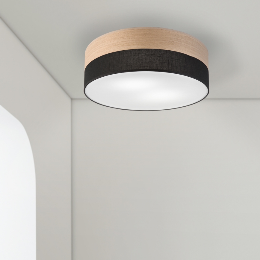 Iluminação de teto SIRJA WOOD 2xE27/15W/230V diâmetro 45 cm preto/carvalho
