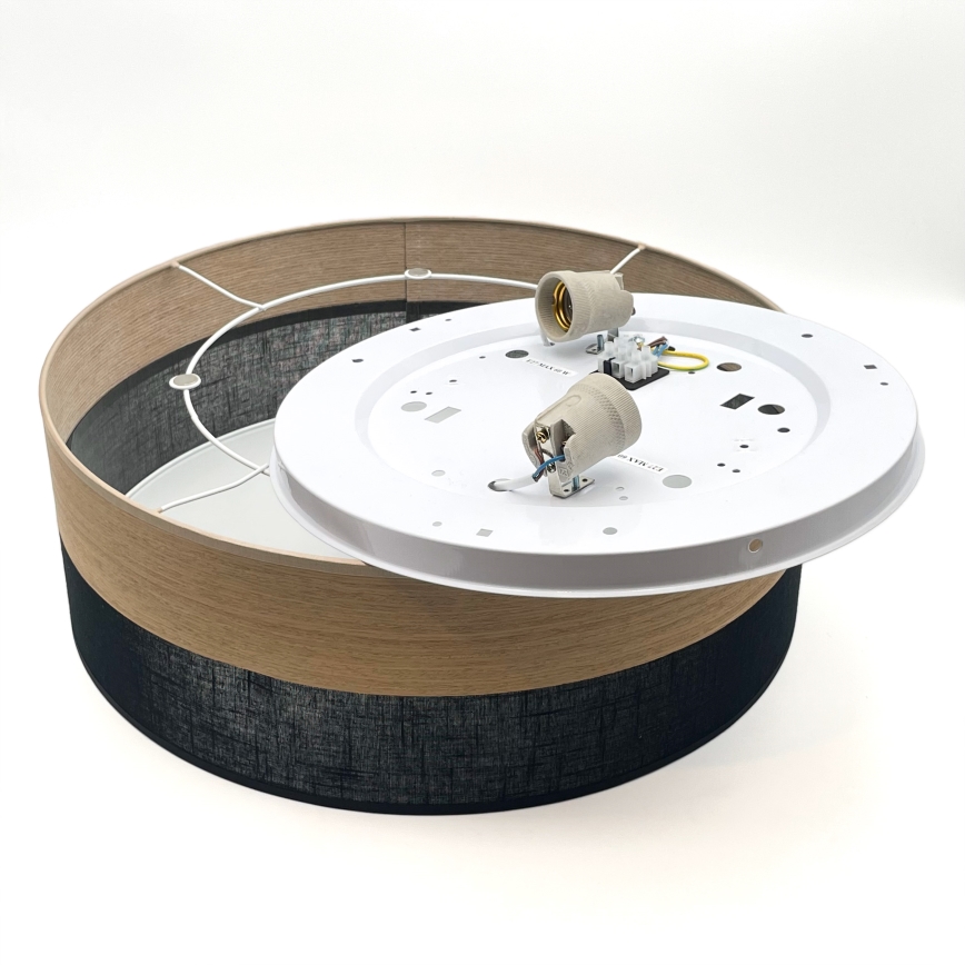 Iluminação de teto SIRJA WOOD 2xE27/15W/230V diâmetro 45 cm preto/carvalho