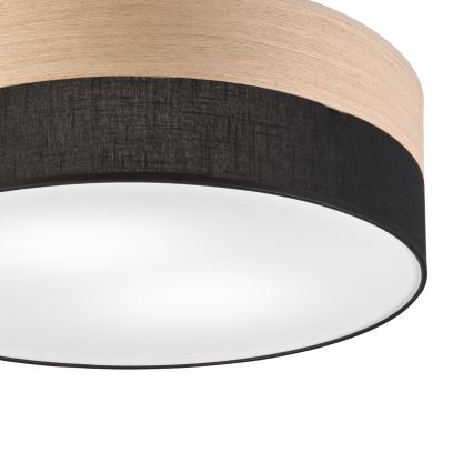 Iluminação de teto SIRJA WOOD 2xE27/15W/230V diâmetro 45 cm preto/carvalho