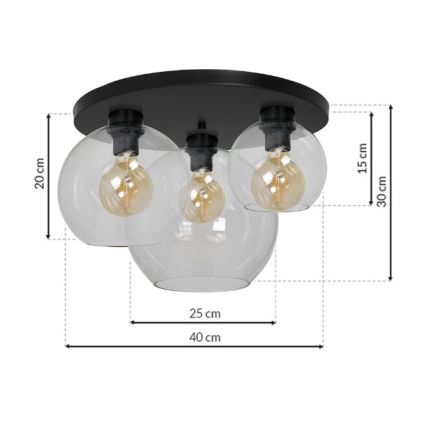 Iluminação de teto SOFIA 3xE27/60W/230V transparente