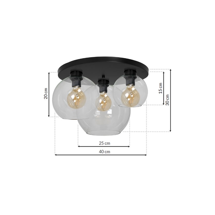Iluminação de teto SOFIA 3xE27/60W/230V transparente