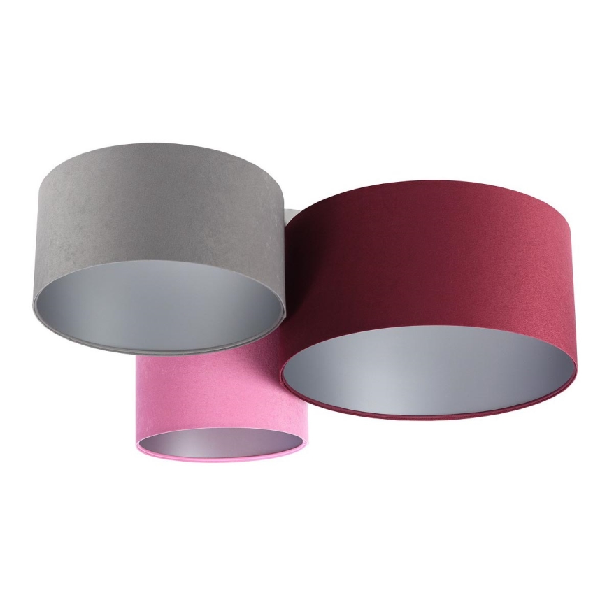 Iluminação de teto SPACE 3xE27/60W/230V vermelho/cinzento/rosa