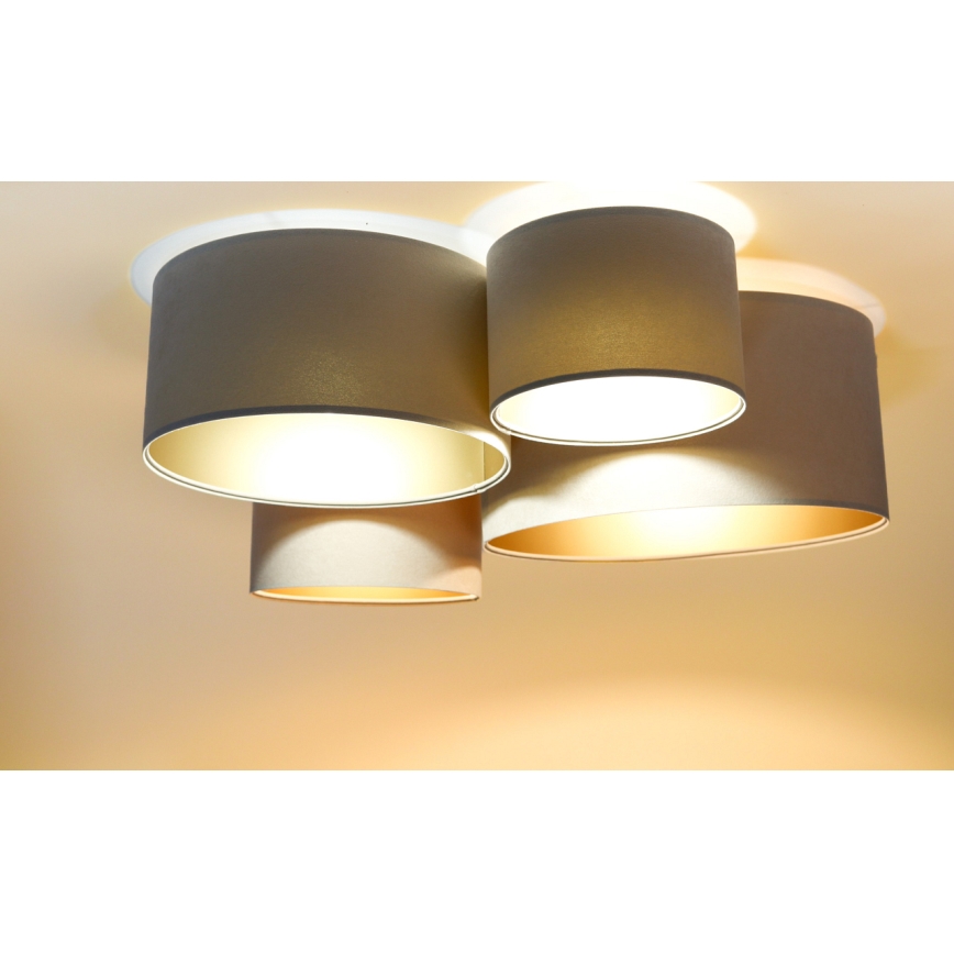 Iluminação de teto SPACE 4xE27/60W/230V bege/dourada