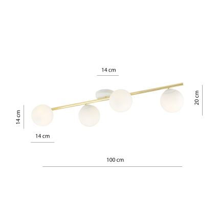 Iluminação de teto SPLENDI 4xE14/10W/230V branco/dourado