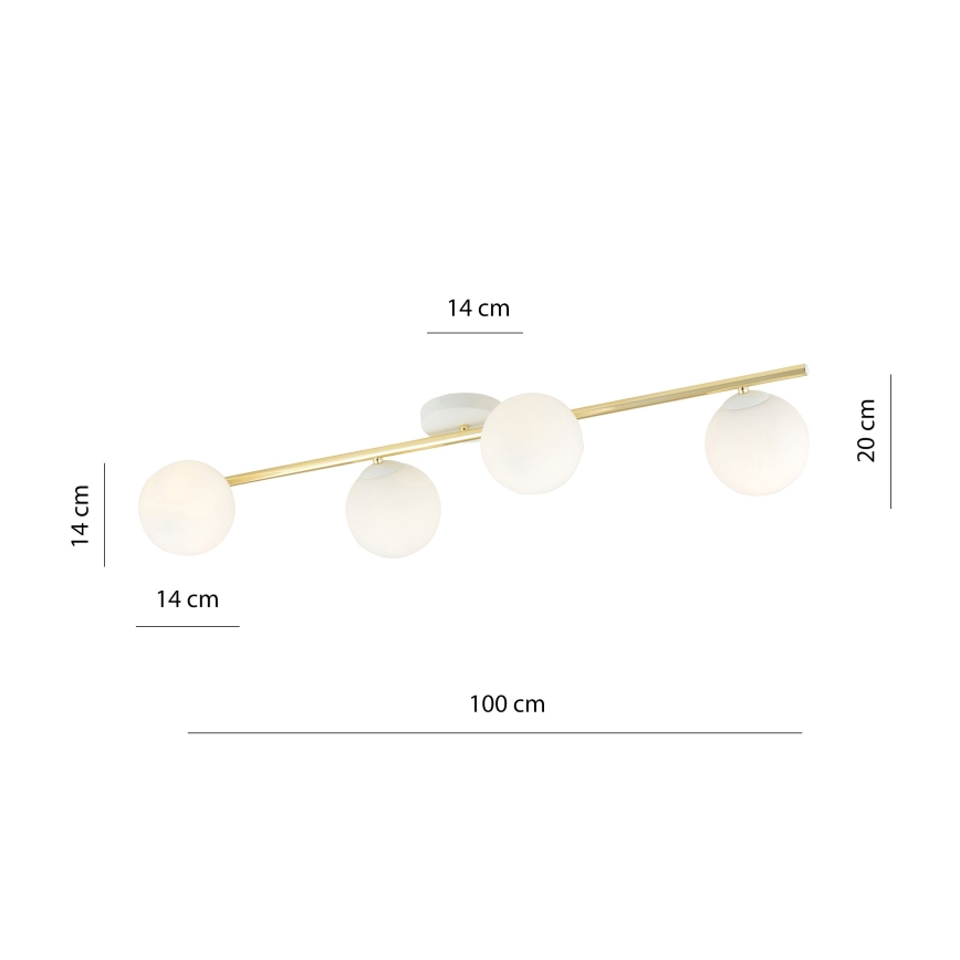 Iluminação de teto SPLENDI 4xE14/10W/230V branco/dourado