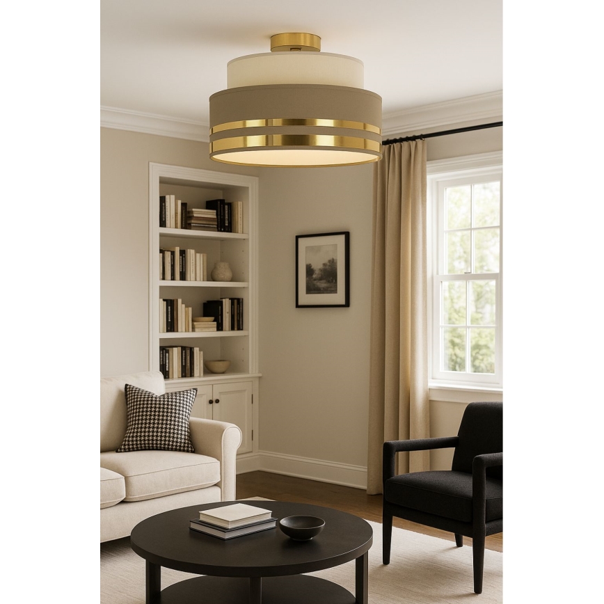 Iluminação de teto TAMI 1xE27/60W/230V bege/castanho/dourado