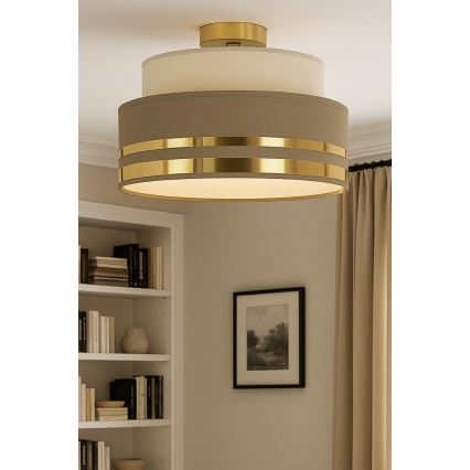 Iluminação de teto TAMI 1xE27/60W/230V bege/castanho/dourado