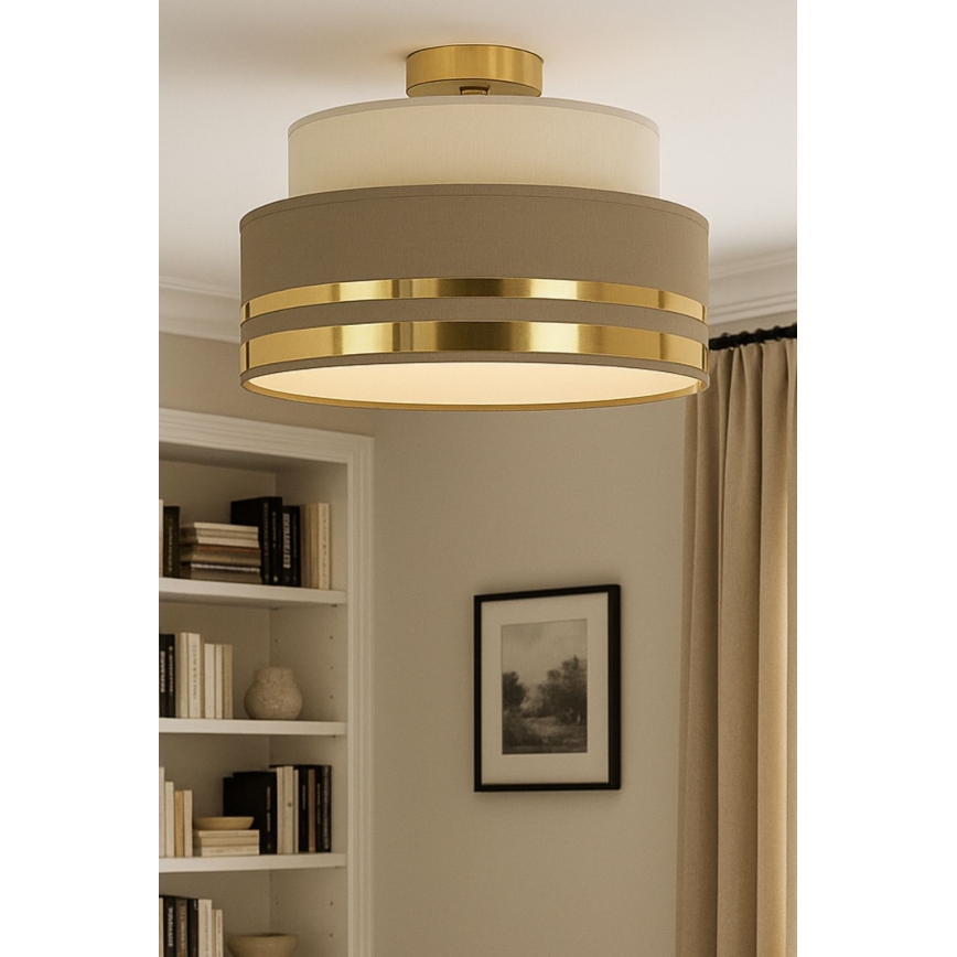 Iluminação de teto TAMI 1xE27/60W/230V bege/castanho/dourado
