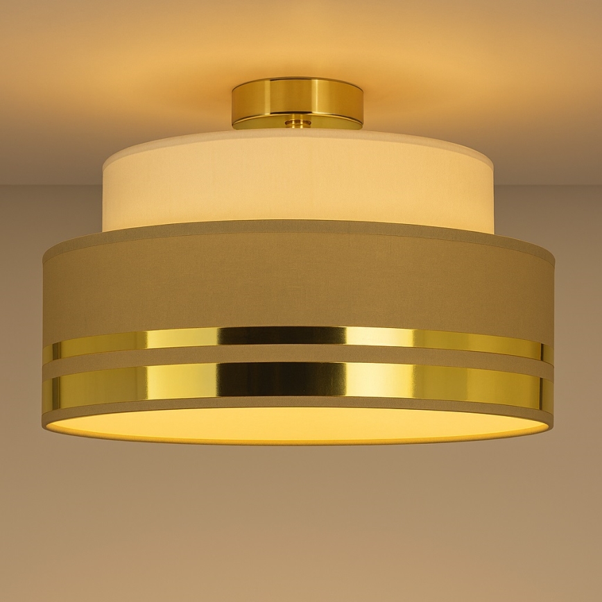 Iluminação de teto TAMI 1xE27/60W/230V bege/castanho/dourado